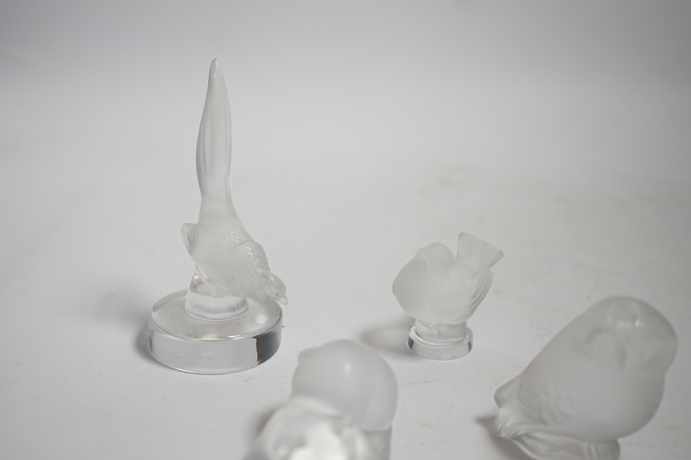 Four small Lalique glass animals, tallest 11cm